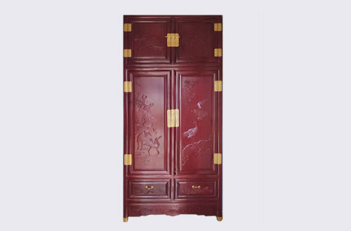 锦州高端中式家居装修深红色纯实木衣柜