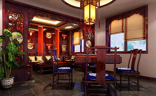 锦州古典中式风格茶楼包间设计装修效果图