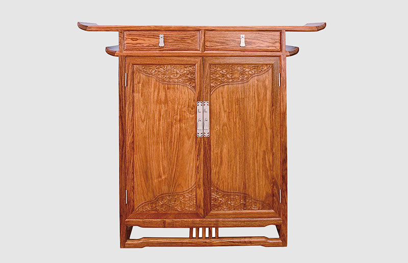 锦州观云潮家庭中式装修实木玄关柜效果图