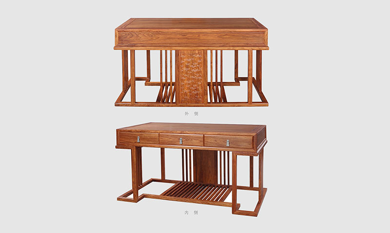 锦州 别墅中式家居书房装修实木书桌效果图
