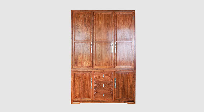 锦州中式实木三门衣柜家具效果图