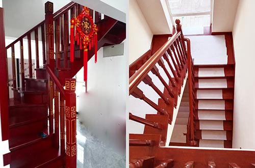 锦州自建别墅中式实木楼梯全屋定制设计效果图